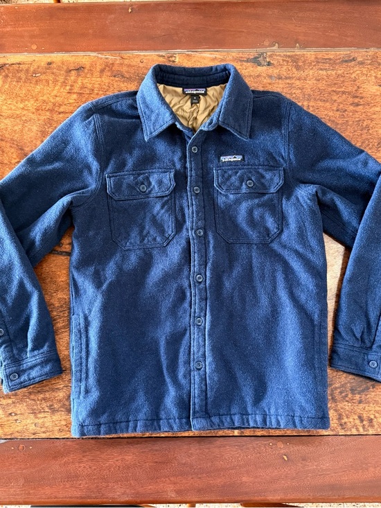 Patagonia Other - Worn Wear Patagonia Navy Fleece Shirt Jacket with Quilted Lining M